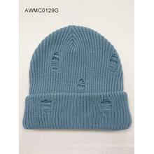 Warm Winter Knit Cuff Beanie Surface Hole Treatment